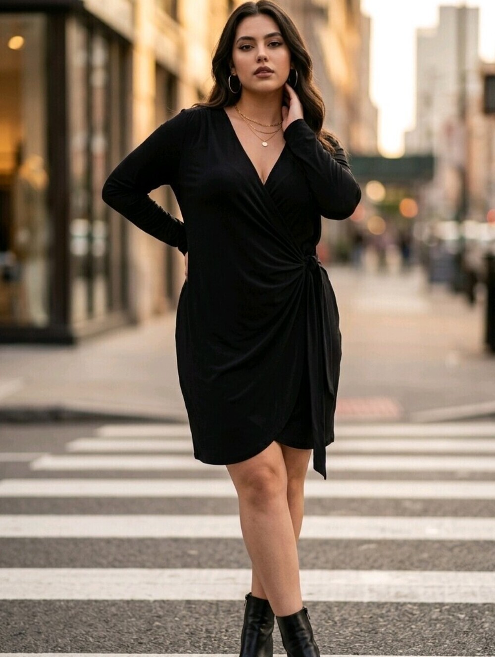 Sky Plus Elegant Black Wrap Dress Sz 1X